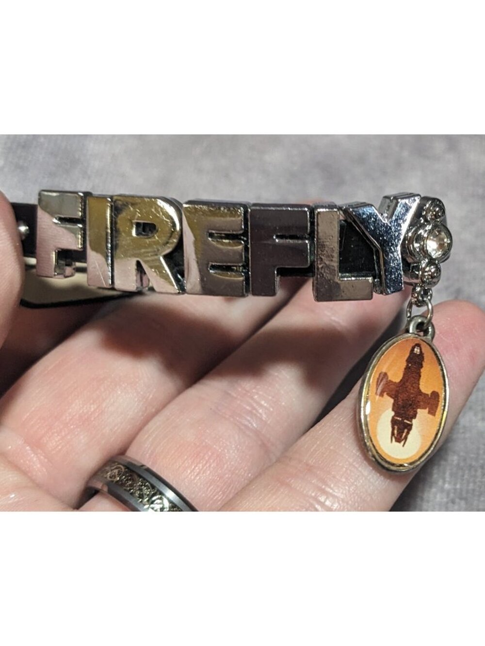 Y2K Geek Fandom Firefly Serenity Logo Silver Tone Charm Bracelet